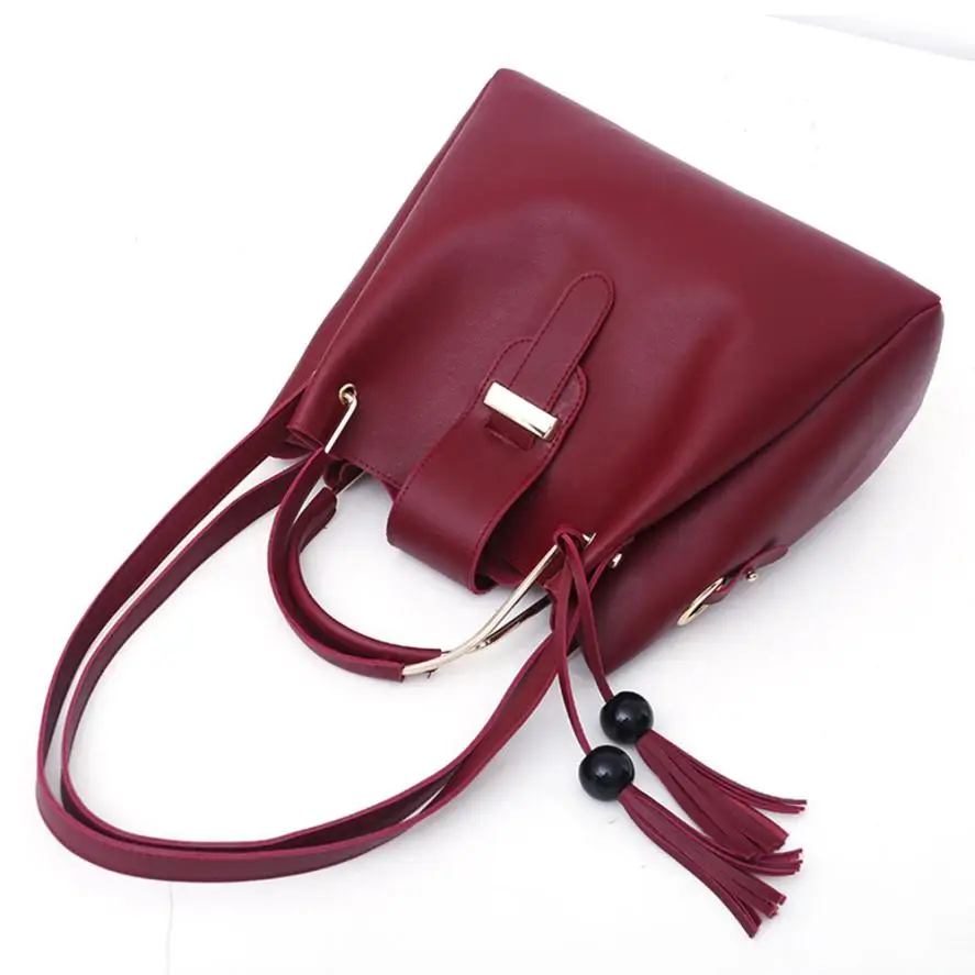 3PCS Women Composite Bag Fashion Leather Tassel Shoulder Bag Crossbody Bag Handbag For Women Girls High Quality Handbags