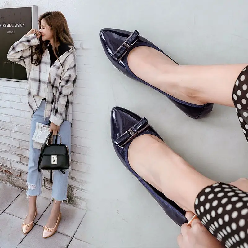 

ZHENG PIN JIA REN 2018 Spring New Flat Shoes Shallowly Sharp Head Single Shoe Breathable Soft Egg Roll Shoes Pregnant Shoes