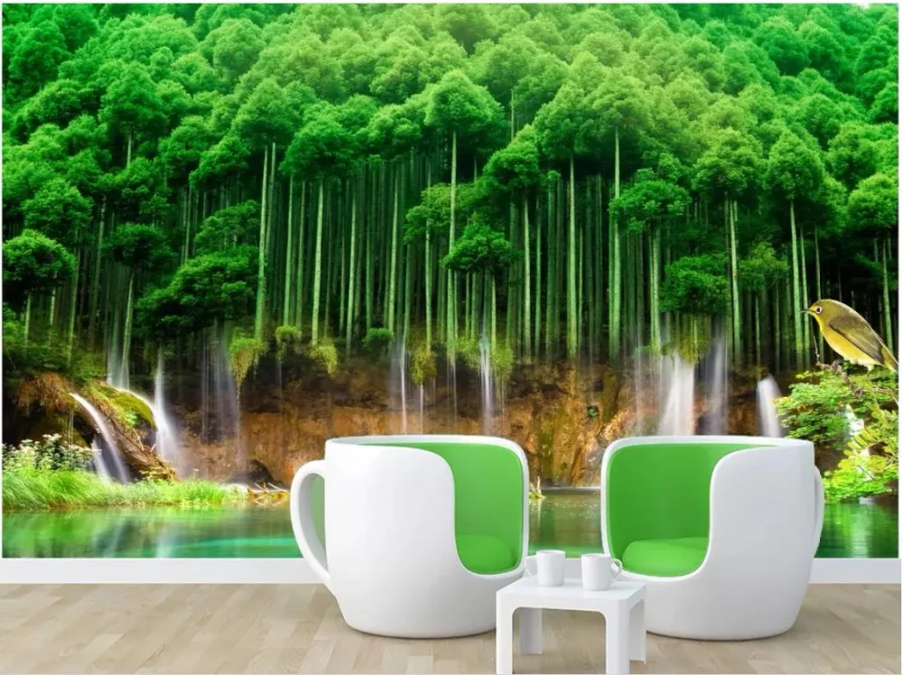 

Custom photo wallpaper 3d wall murals wallpaper Woods Park Green Road 3d Landscape mural wall papers for living room decoration