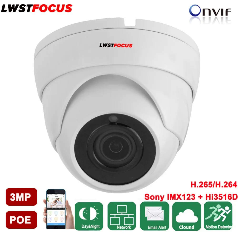 

LWSTFOCUS 3MP IP Dome Camera IR 20M IP67 SONY IMX123+Hi3516D ONVIF Network Camera IR Security Waterproof IP CCTV Camera System