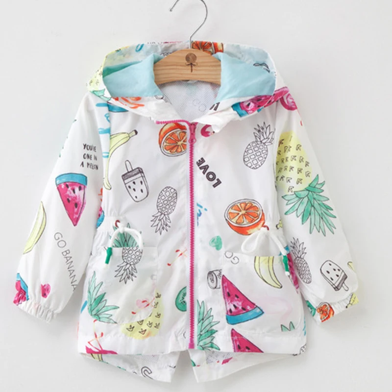 Ветровка для девочек; плащ; весенне-осеннее пальто для маленьких детей; хлопковая верхняя одежда ярких цветов с капюшоном; пальто для маленьких детей; куртка; одежда