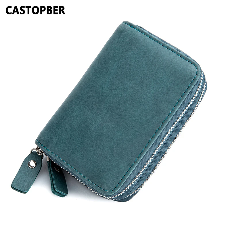 

RFID Blocking Women Card Holder 2 Zipper Multifunction Credit ID Holders Business Cards Case For Men High Capacity Key Wallets