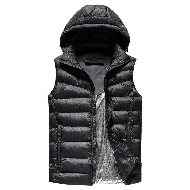 Для мужчин зимой на открытом воздухе с подогревом USB работать с капюшоном нагрева куртка без рукавов пальто регулируемый Контроль