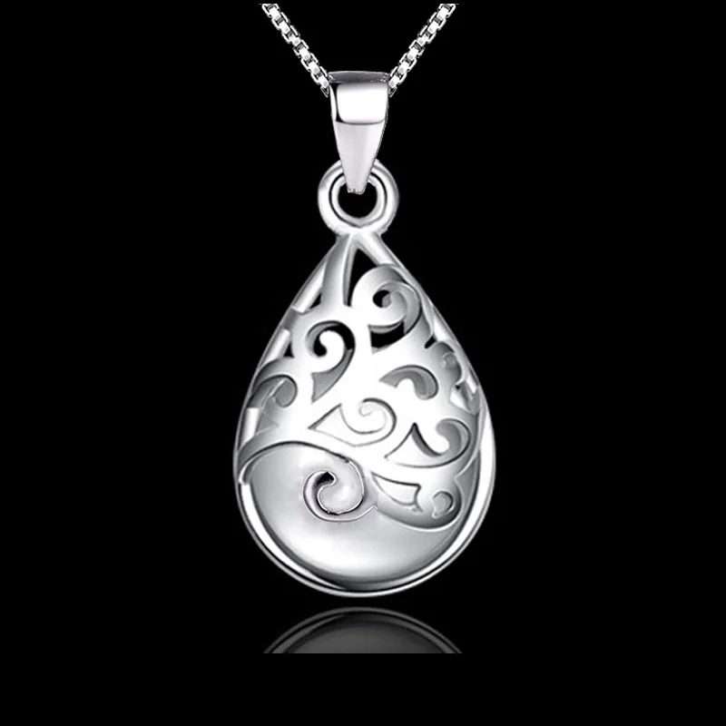

New natural Moonstone pendant necklace Cat's eye stone choker necklaces & pendants for women 925 silver Color fashion Jewelry