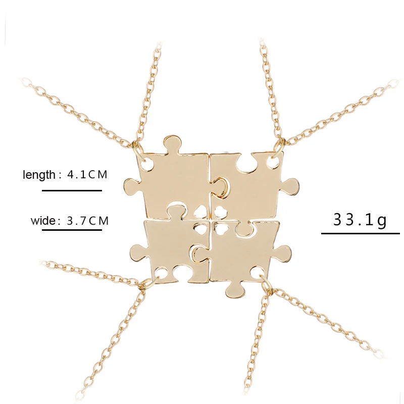Ожерелье Лучшие Друзья Набор для 4 семьи блокировка головоломки Кулон ожерелье Дружба Ювелирные изделия BFF ожерелье s