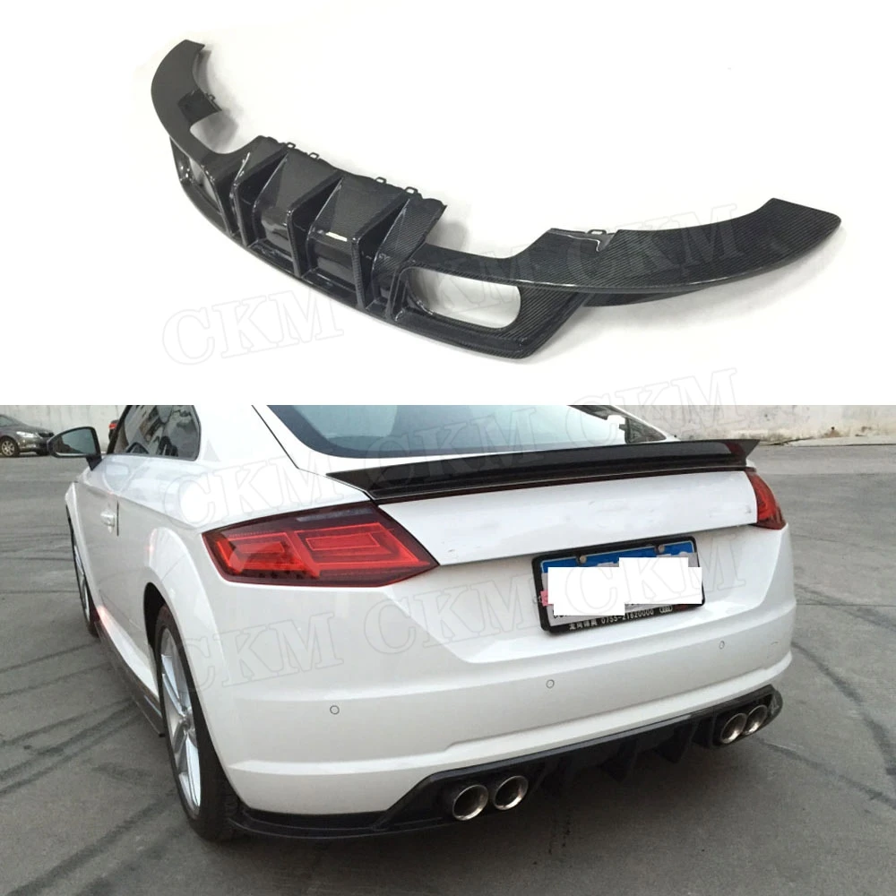 FOR 2017-2018 AUDI A3 SLINE SEDAN S3 QUAD EXHAUST SHARK FIN REAR BUMPER DIFFUSER