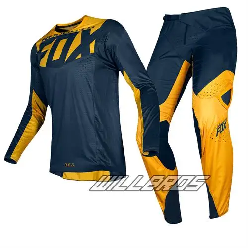 MX gear 180 Prizm темно-синяя желтая футболка для мотокросса и штаны комбо ATV Dirt Bike Racing gear набор - Цвет: Navy Yellow