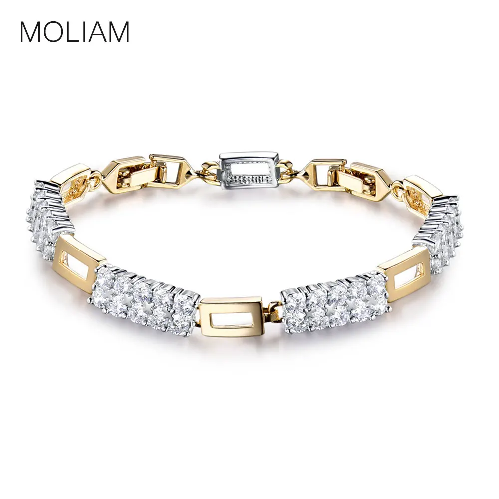 

MOLIAM 2016 Fashion Brand Link Chain Bracelet Women Crystal Zircon Hand Bangle Statement Jewelry MLL149