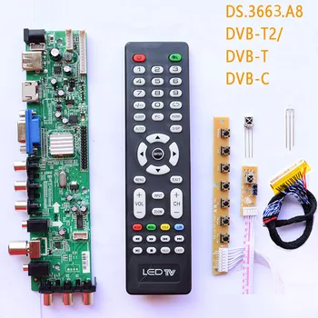 

DS.D3663LUA.A8-1-A V56 V59 Universal LCD Driver Board Support DVB-T2 DVB-T DVB-C Universal TV Board 3663 7keyboard lvds IR