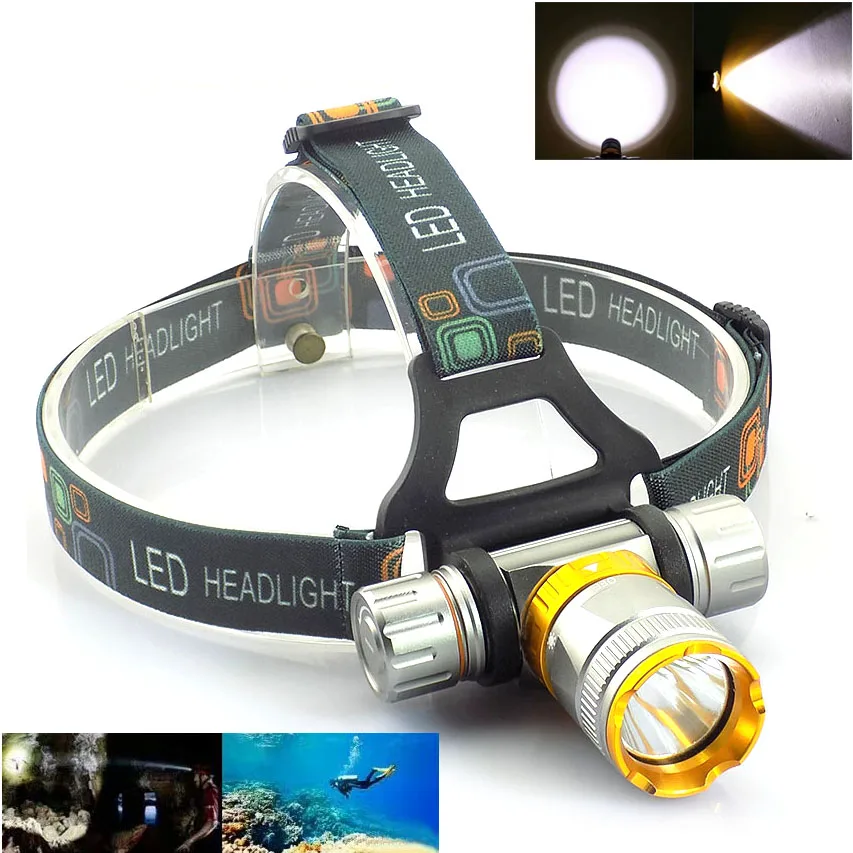 Powerful XML T6 LED Waterproof headlamp Head flashlight underwater