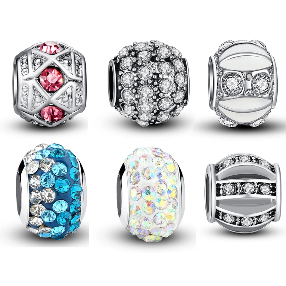 free shipping 1pc Crystal Rhinestone Round Beads fit Original Pandora