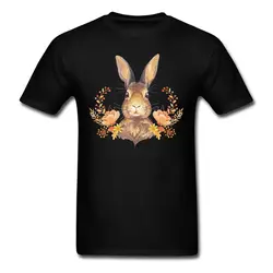 Маленький свежий цветок голова кролика Повседневное рубашки мультфильм Рубашка с короткими рукавами Camiseta Для мужчин Для женщин хлопок O
