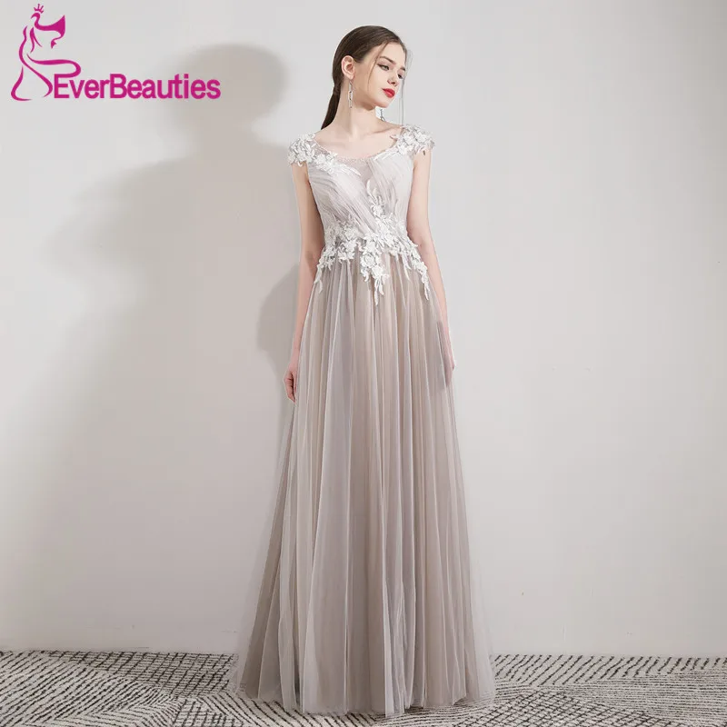 

Robe De Soiree Formal Dress Women Elegant Evening Dress Long Abiye Gece Elbisesi Tulle Appliques Abendkleider 2019