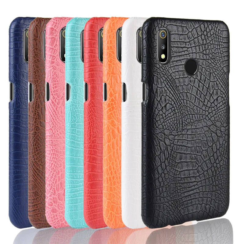 

For Oppo Realme 3 case Luxury TPU PU Leather Hard crocodile Skin Shockproof Back cover For OPPO Realme 3 realme3 phone bags case