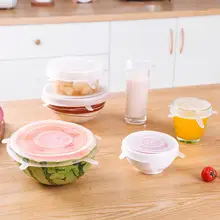 6 шт прозрачных силиконовых чашек для сохранения пищи, многоразовые силиконовые крышки для кухонных Горшков