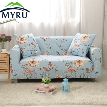 

blue flower Sofa Cover Big Elasticity Flexible Couch Cover Loveseat Machine Slip-resistant Drawing Room Decorate Anti Mite