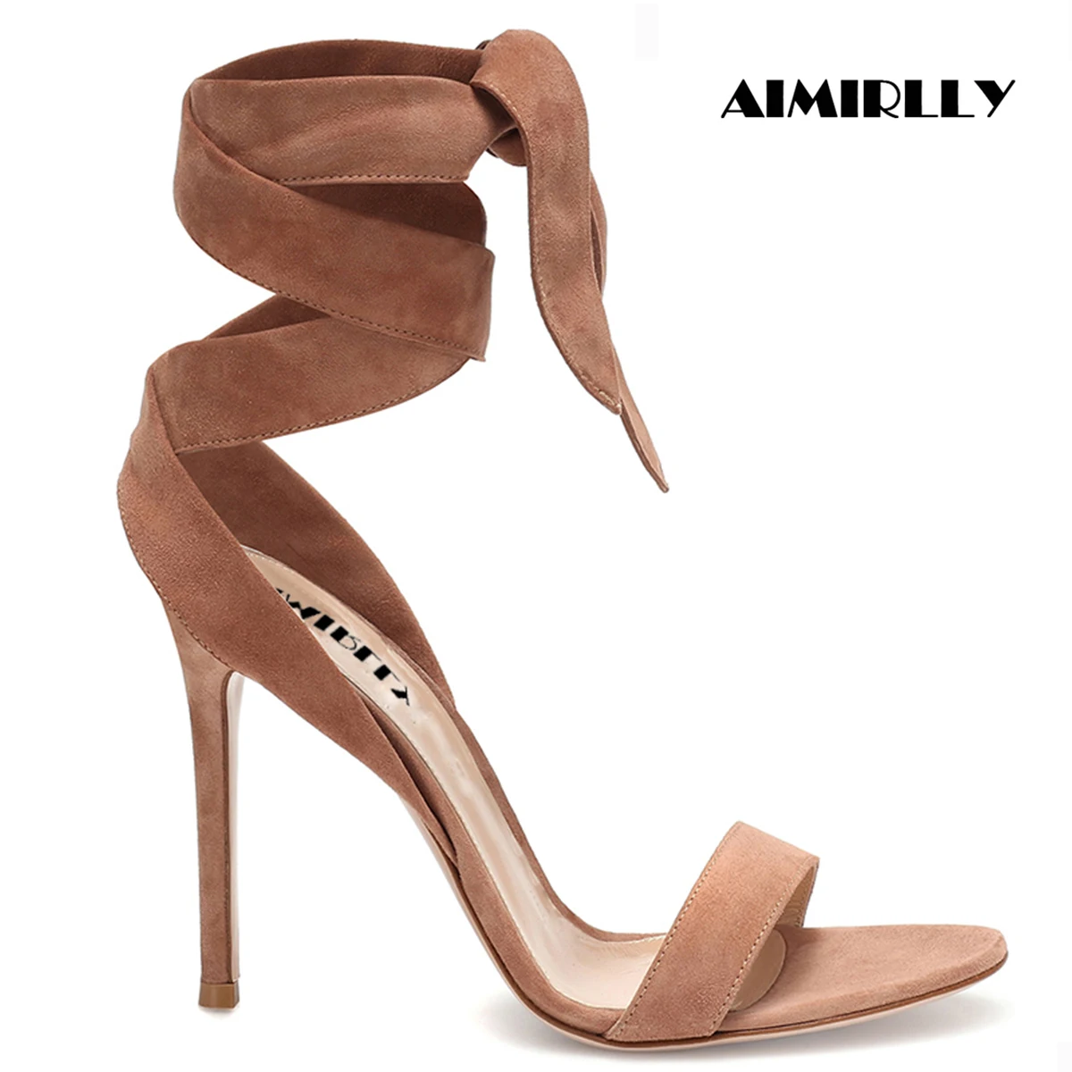 

Aimirlly Women Shoes Peep Toe High Heel Sandals Slingback Lace Up Ladies Summer Party Clubwear Dress Sexy Heels Faux Suede