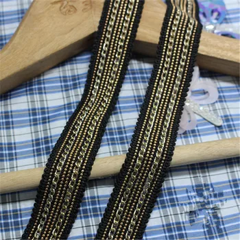 

5yard/lot Black Lace with Golden Chains Lace Sewing Lace Trim,Free Shipping