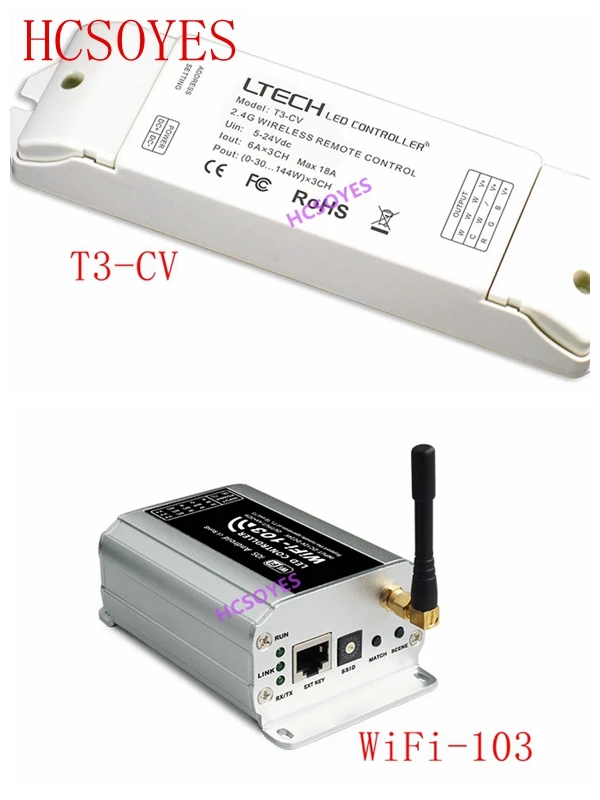 LTECH WiFi-103 светодиодный контроллер Wi-Fi работает с T3-CV приемник 2,4 г Беспроводной T1 T2 T3 контроллер 4Ax3CH Max12A Вход Напряжение 12-24 V