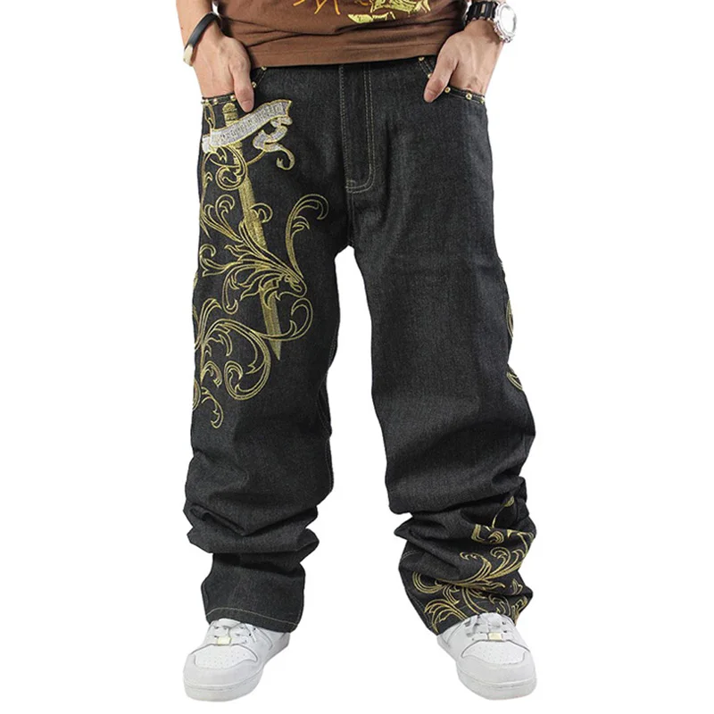 

Italian brand retail free shipping new  high quality fashion nostalgia and retro hip-hop brand men's cotton jeans loose