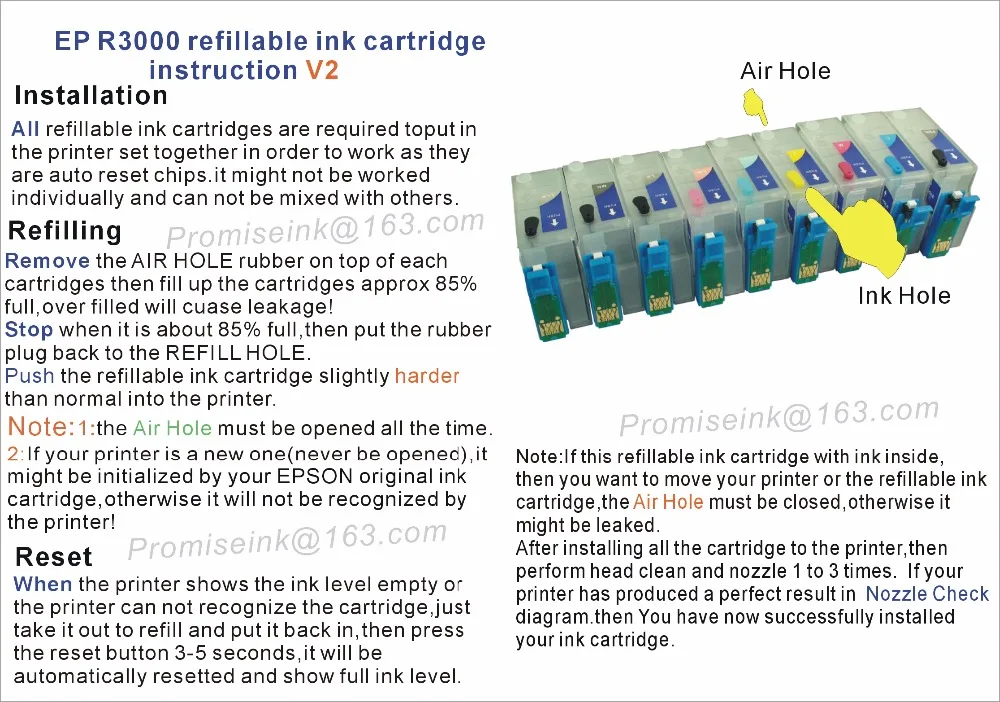 Запасные чернила CEYE для EPSON R3000 с кнопкой сброса новинка|ink cartridge|refillable ink cartridgesink