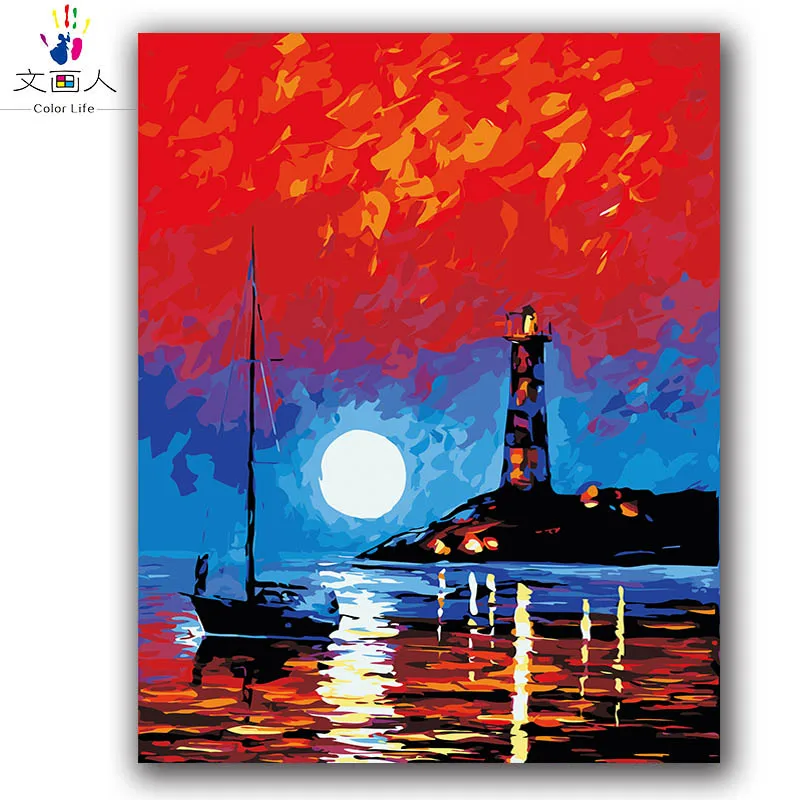 

diy paintings paints by number with kits abstraction seascape pictures colorings by numbers for adults for living room decor