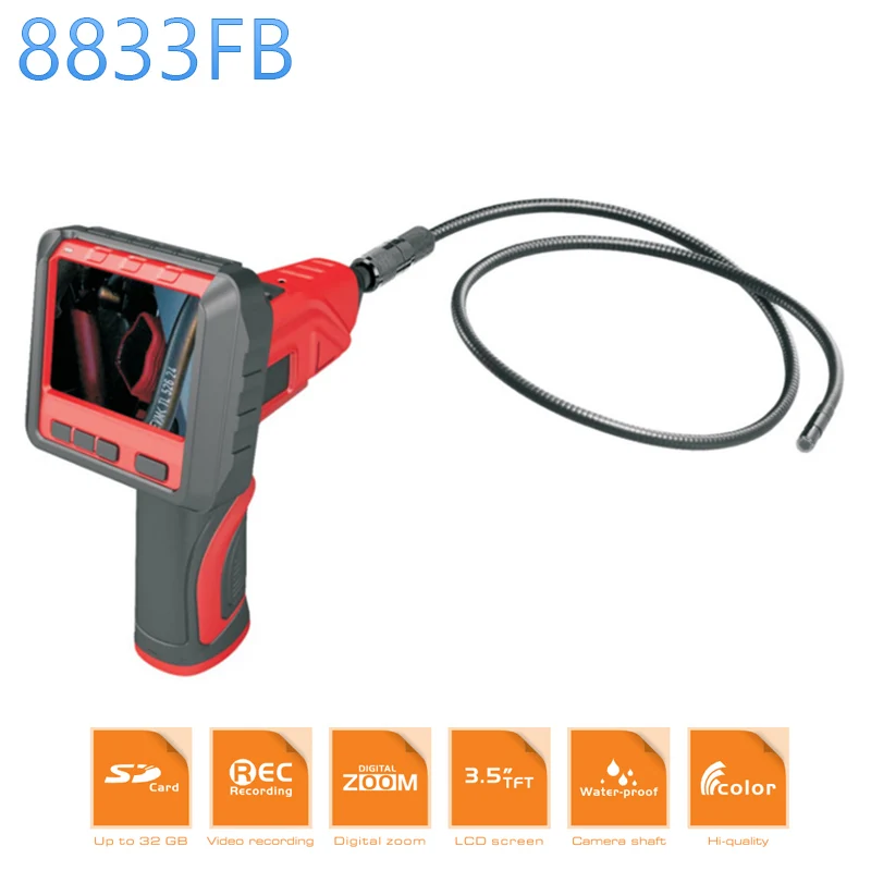 

8833FB 9mm Waterproof Wireless Borescope 3.5" TFT-LCD Detachable Monitor Up 32GB LED Light Handheld Flexible Inspection Camera