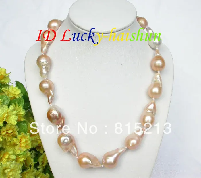 

ddh00577 Genuine HUGE 18" 26mm pink Reborn keshi pearls necklace