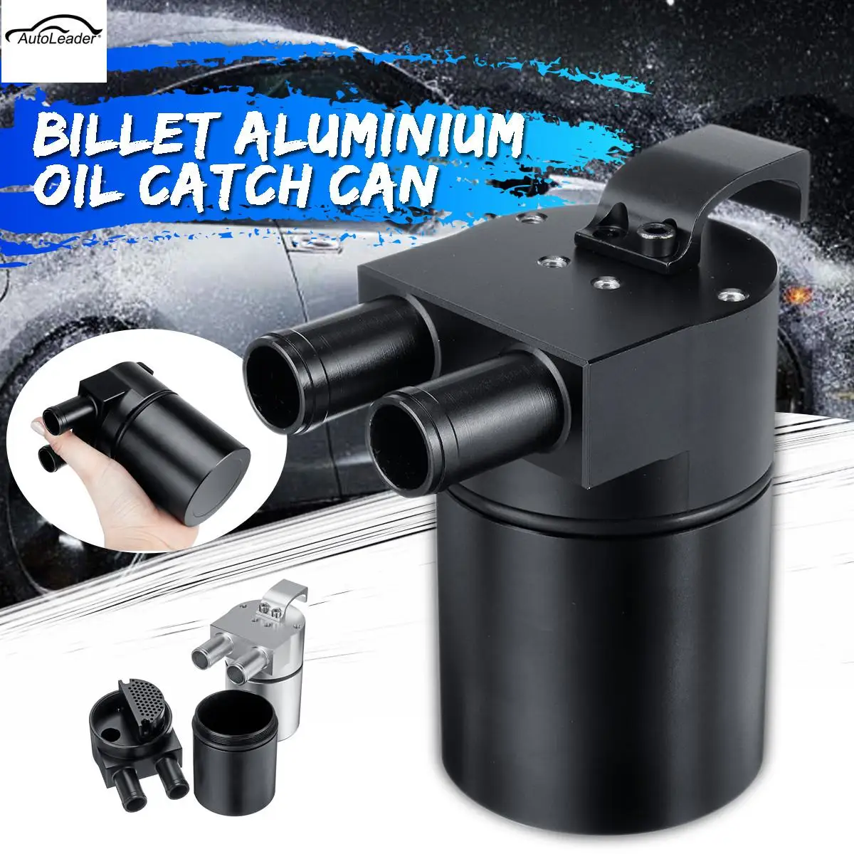

Autoleader Universals Oil Catch Can Baffled Aluminum Reservoir Oil Catch Tank Fuel Tank 2 Hole For BM W N54 335i 535i