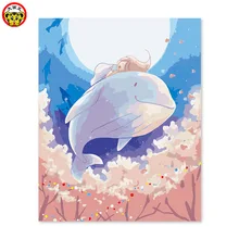 Цифровая картина маслом мультфильм КИТ девушка