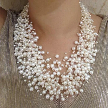 Luxurious style exaggerated necklace natural pearl necklace 39-layer star Pearl Necklace