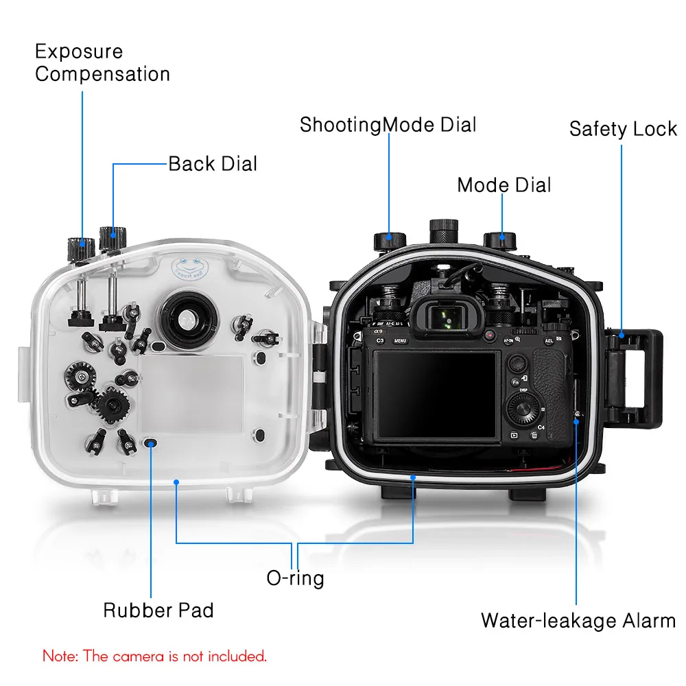 Andoer Водонепроницаемый Камера Дайвинг лампы проектора Sony A9 для серфинга подводное плавание на лыжах или погружения под воду 40/130ft метров 0℃-40℃