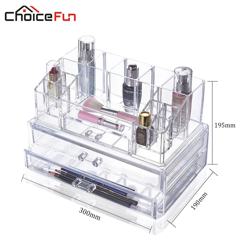 CHOICE FUN Beauty Настольный 2 ящика большой пластиковый акрил макияж Organizador