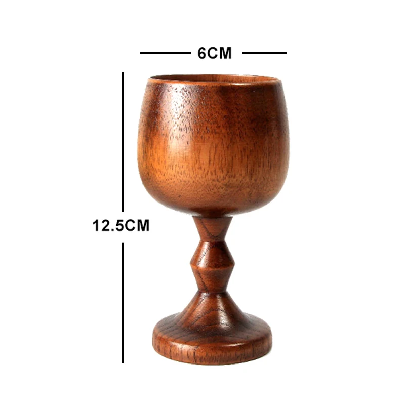5OZ Vintage Wooden Goblets Wine Cups Handmade Wood Beer Cocktail Drinking Cups & Mugs Wooden Tableware Home Bar Drinkware Gifts (3)