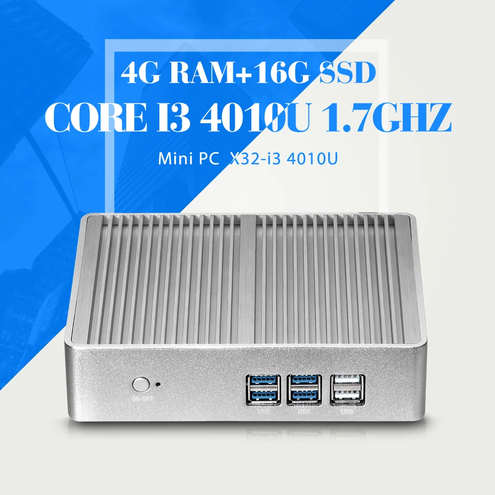 Computer Mini PC I3 4010U 6*USB 2.0 1*HDMI 1*VGA 1*RJ-45 4G RAM 16G SSD with wifi Mini PC Thin Client Laptop Computer 