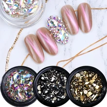 3 коробки, 3D Стразы, украшения для ногтей, блестящие стразы с плоской задней стороной, алмазные ромбовидные Стразы, стразы, очаровательные JI768-1 для дизайна ногтей