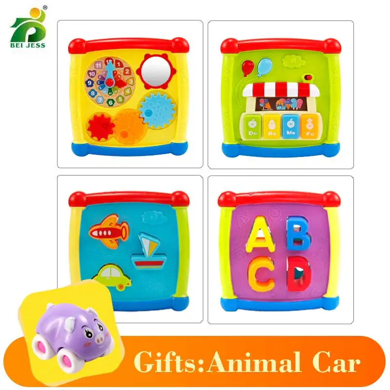 BEI JESS Math Puzzle Plastic Multifunctional Music And Lights Baby Toy Six Geometric Montessori Pattern Educational Gifts