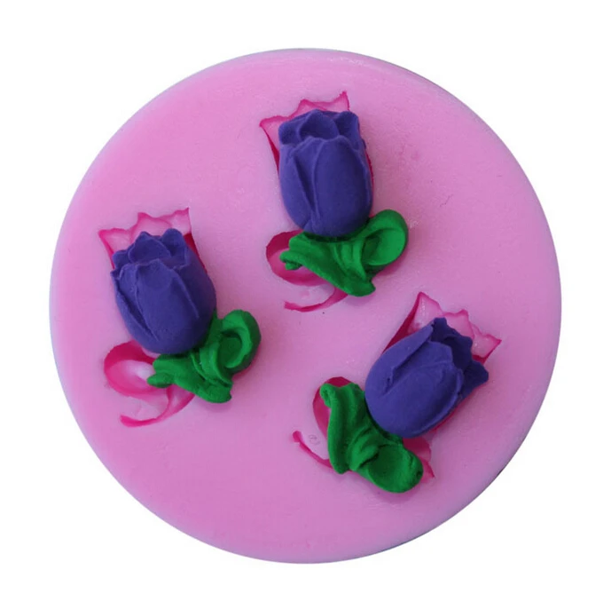 

Small Size Tulips Flowers Modeling fondant cake molds soap chocolate mould for the kitchen baking cake tool G027