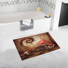 Осенний Сказочный пейзаж со скамейкой, лампой и большими грибами коврик для ванной нескользящий коврик для ванной комнаты 20 Вт X 32 л дюймов