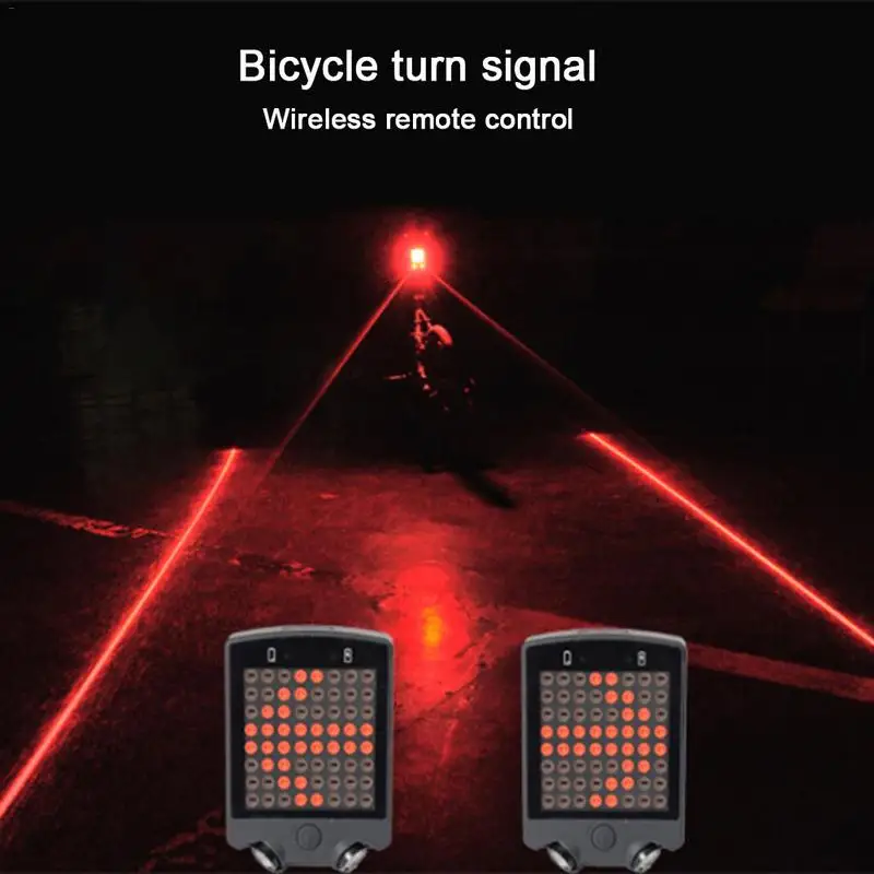 

Bicycle Laser Tail Light Bike Turn Signal Wireless Control Safety LED Warning Taillight USB Rechargeable Rear Light