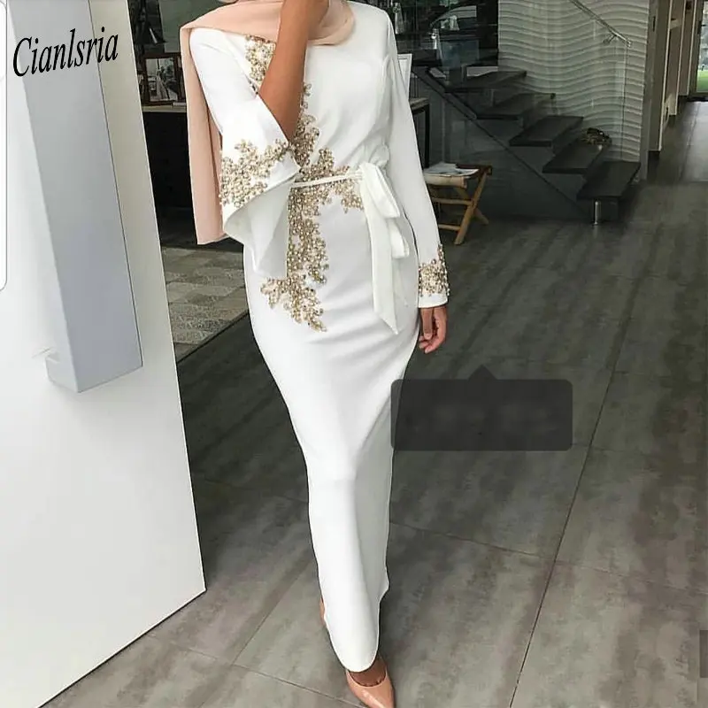 white long sleeve party dress