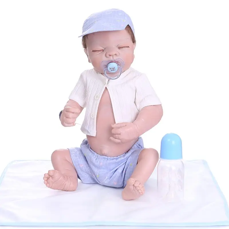 52 см Кукла Reborn Реалистичная из мягкого силикона винил новорожденных спящие пупсы мальчик игрушка тканевый коврик реалистичный подарок