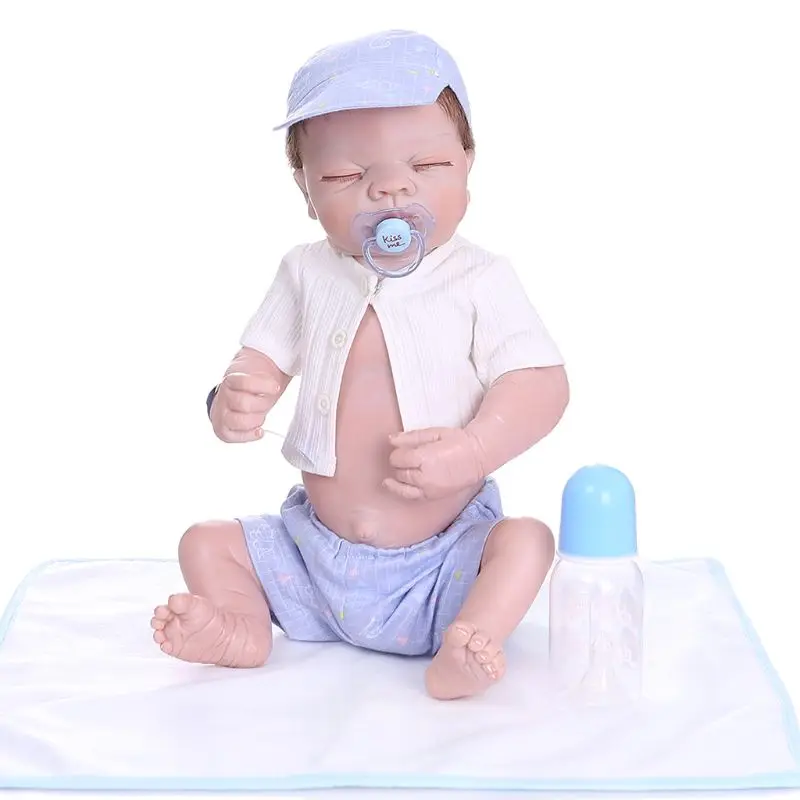 

52cm Reborn Doll Realistic Soft Silicone Vinyl Newborn Babies Sleeping Boy Toy Clothes Mat Lifelike Handmade Gift