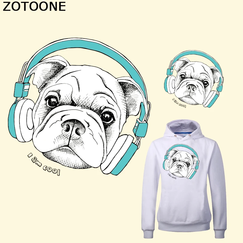 

ZOTOONE Headphones Dog Iron on Patch for Clothes Iron-on Transfers Heat Print Patch A-level Washable Ironing Stickers Appliques