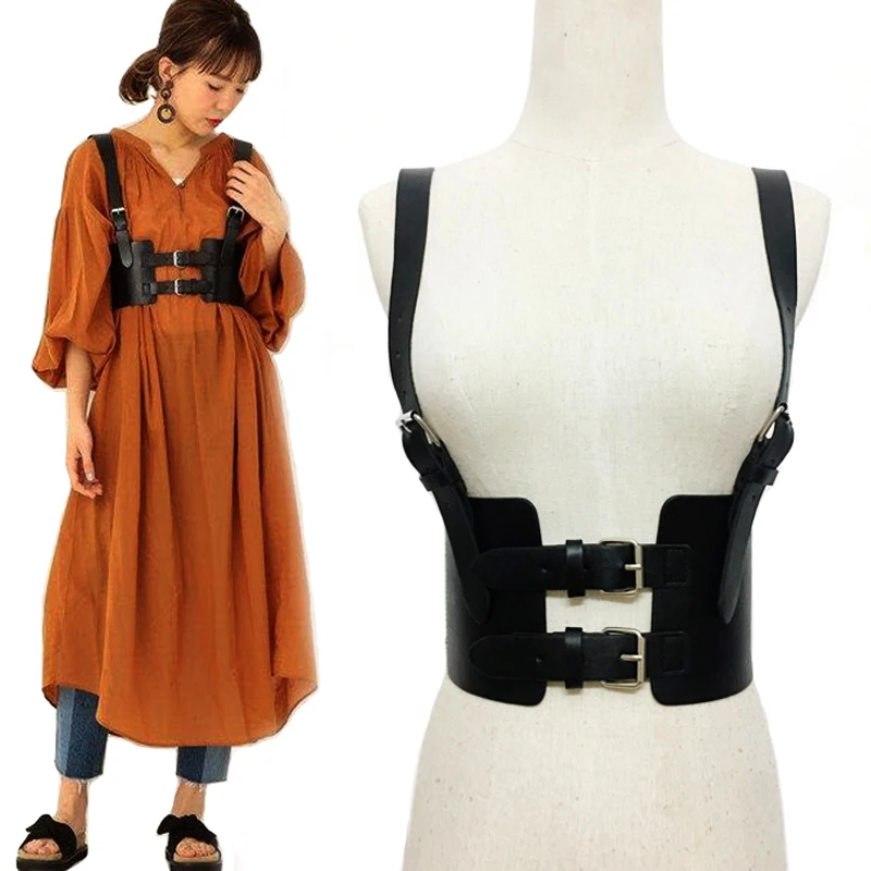 

Fashion Punk Goth Leather Harness Body Bondage Belt Women Cage Sculpting Leather Waist Belt chest belt slim body Waistband