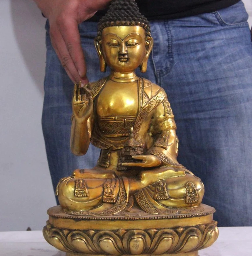 

Tibet bronze Copper Gild tower Sakyamuni Shakyamuni Tathagata buddha God statue