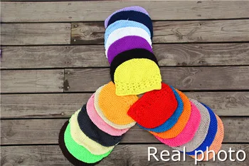

free shipping, 100pcs/lot Baby Kufi Hats Crochet Toddler Beanie Girls Boys Cotton Hat Big Size Kufi Caps (21 color + light grey