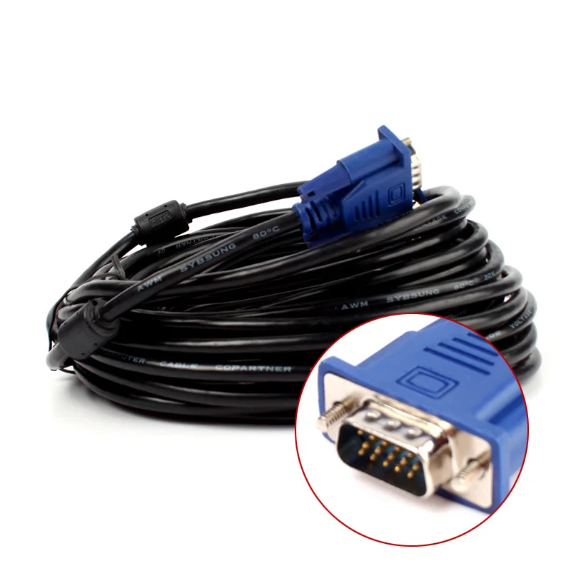 32FT 10M VGA Male To M 15 Pin 15P Extension Cord Cable For