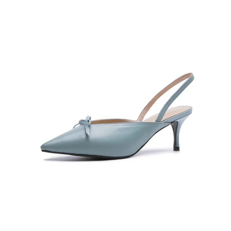 Bowties Fersen Schuhe Dünne Drei Mode blue Leder Slip black Pumpen Spitz Farben Apricot Neue Dame Zvq Echtem Außerhalb Aus auf Frauen Hohe 4wSOnqg