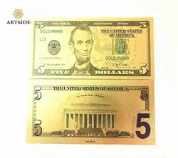 10 шт./упак. 24 К Позолоченные долларов банкнот антикварные подарки USD 5 долларов украшения дома